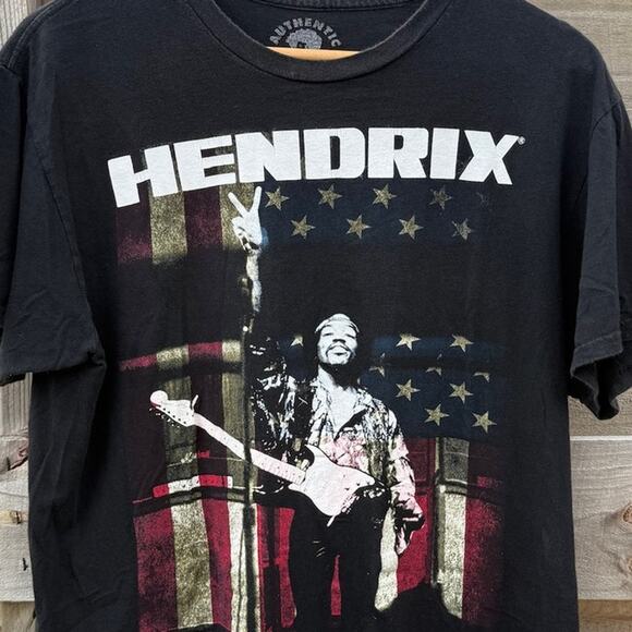 Jimi Hendrix American Flag rock music Authentic black shirt Size Large - Picture 6 of 6